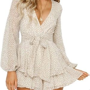 White Polka Dot Romper. Brand New!